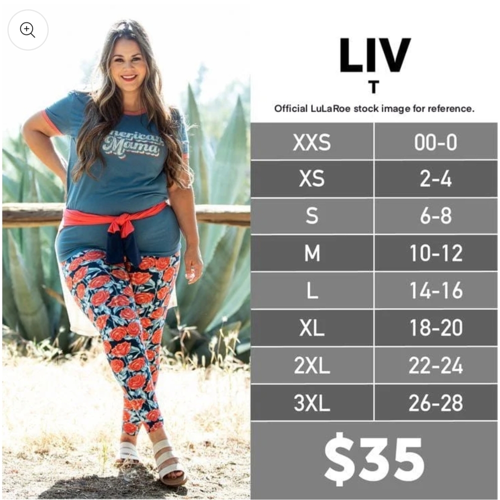 LuLaRoe Liv Pink Tee with Black Trim - Picture 7 of 7